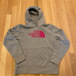 The North Face Womens Gray Sweatshirt w Hood / Hot Pink Logo / Size S/P